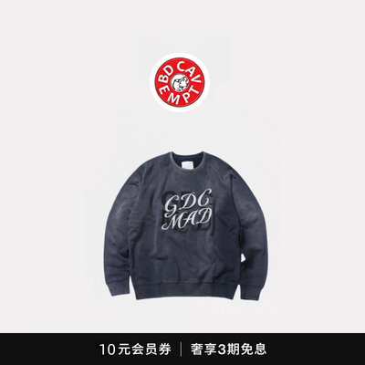 [5折现货]BD CAVEMPT MDNS X GDC快闪限定水洗做旧牛角插肩袖卫衣