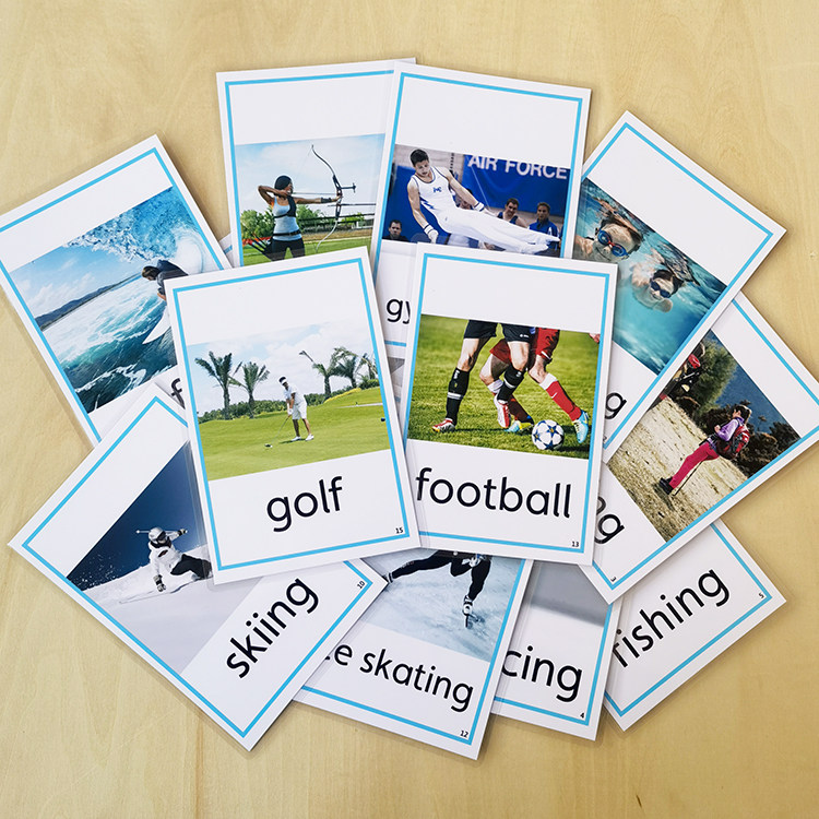 sports体育运动英文单词大卡片儿童闪卡双语幼儿园英语教师教具塑
