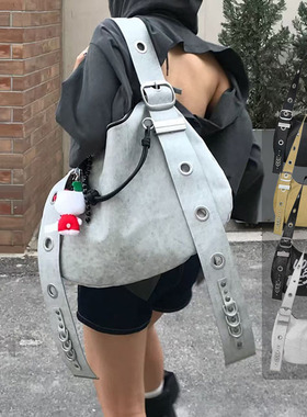 新款涂鸦VacantArchive韩国小众Hobo托特包铆钉大容量单肩斜挎包