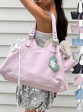 W3Studio韩国Hieta小众铆钉托特包y2k大容量ins通勤手提腋下包