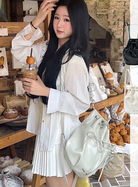 W3studio韩系小小众双肩蝴蝶结小香风链条双肩包日常百搭通勤风包