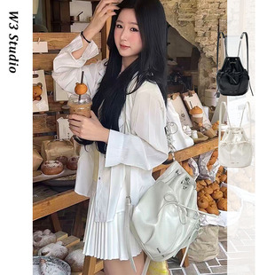 W3studio韩系小小众双肩蝴蝶结小香风链条双肩包日常百搭通勤风包
