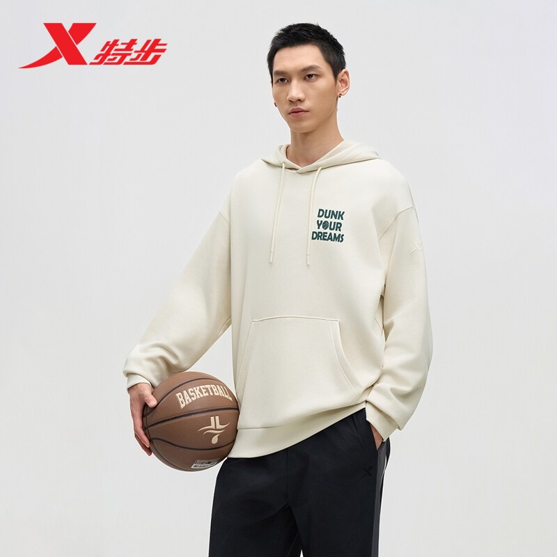 特步运动连帽卫衣男士2026秋季套头衫男装长袖运动服975329930268