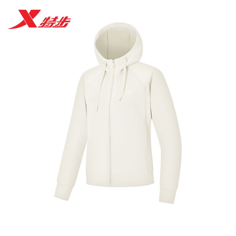特步外套女2026年春季新款运动服针织连帽上衣夹克女974128940002