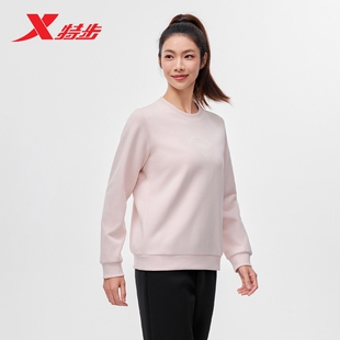 特步运动加绒卫衣女款2025秋冬新款保暖立领内搭长袖975428920027