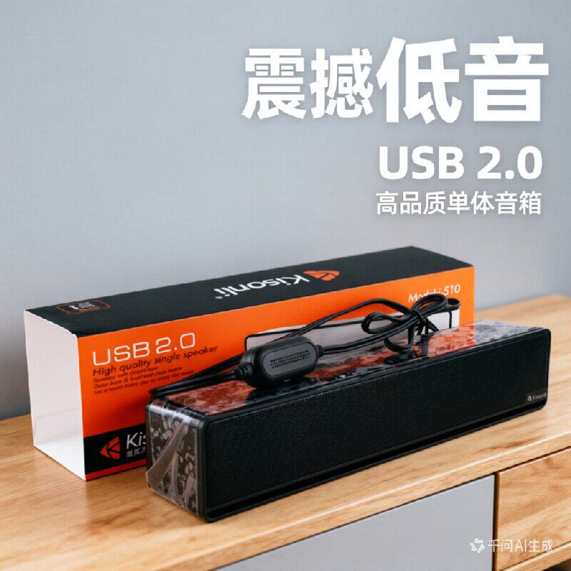 单个电脑音箱一只长条立式USB有源3.5笔记本手机迷你播放器小音响