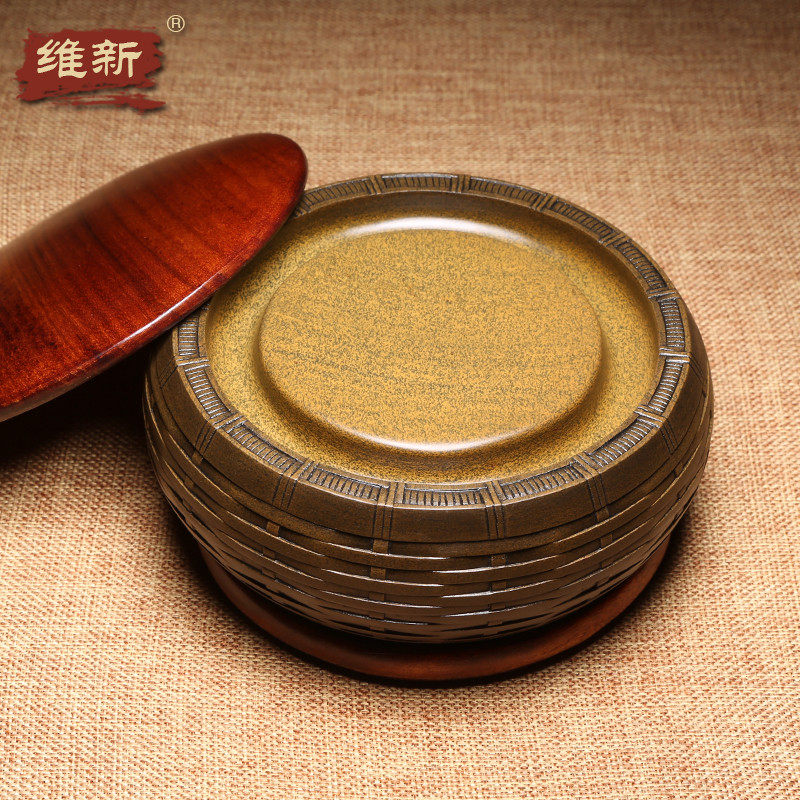 非遗传承四大名砚之安徽歙砚名师作品《箩筐砚》传统老坑黄鱼籽砚台天然原石龙尾山仿古素砚典藏送礼高档砚台