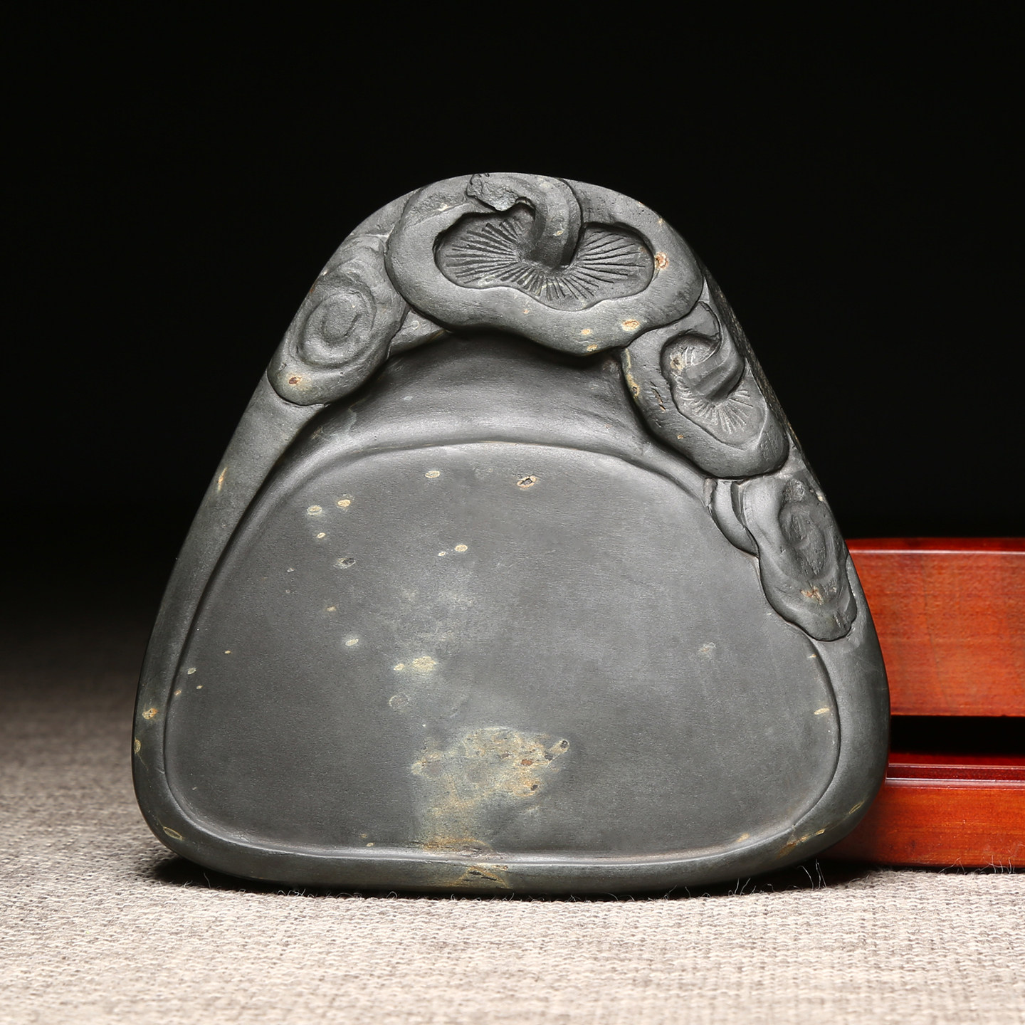 维新非遗歙砚大师作品《如意》砚台老坑水波纹金星纹天然原石龙尾山高档文房用品摆件砚台名砚收藏送礼包装