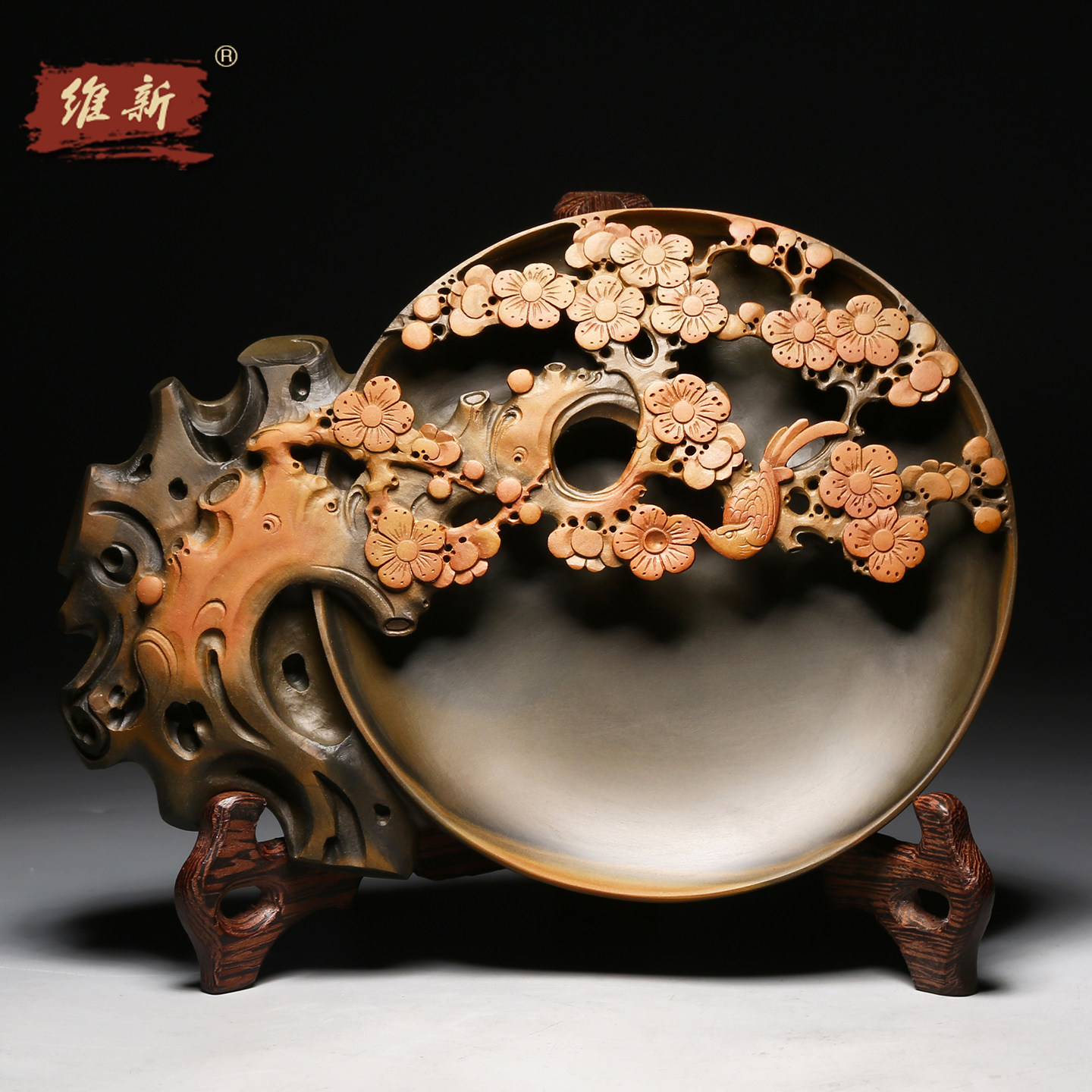 匠心非遗名师歙砚老坑金晕籽料天然原石砚台《喜上眉梢》大师手工砚台浮雕高档立体摆件送礼佳品四大名砚