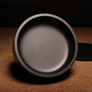 精品带盖砚台/大容量加深墨海歙砚原石细雨金星石制作实用密封好