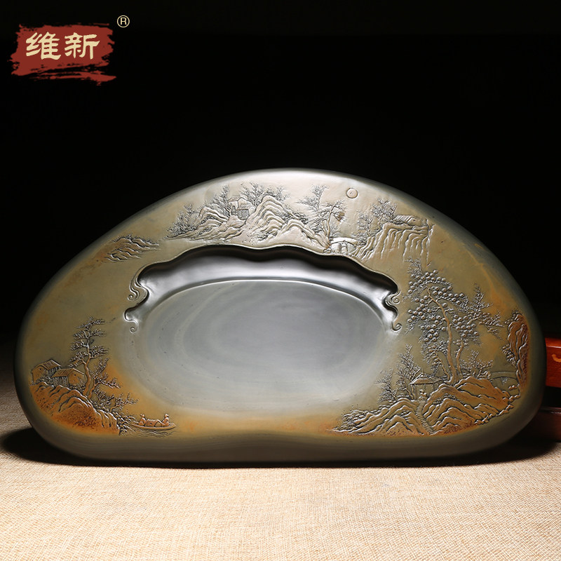 名师作品老坑砚台天然原石歙砚