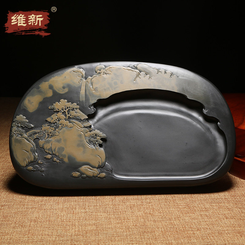 维新《天然原石歙砚文房摆件砚台