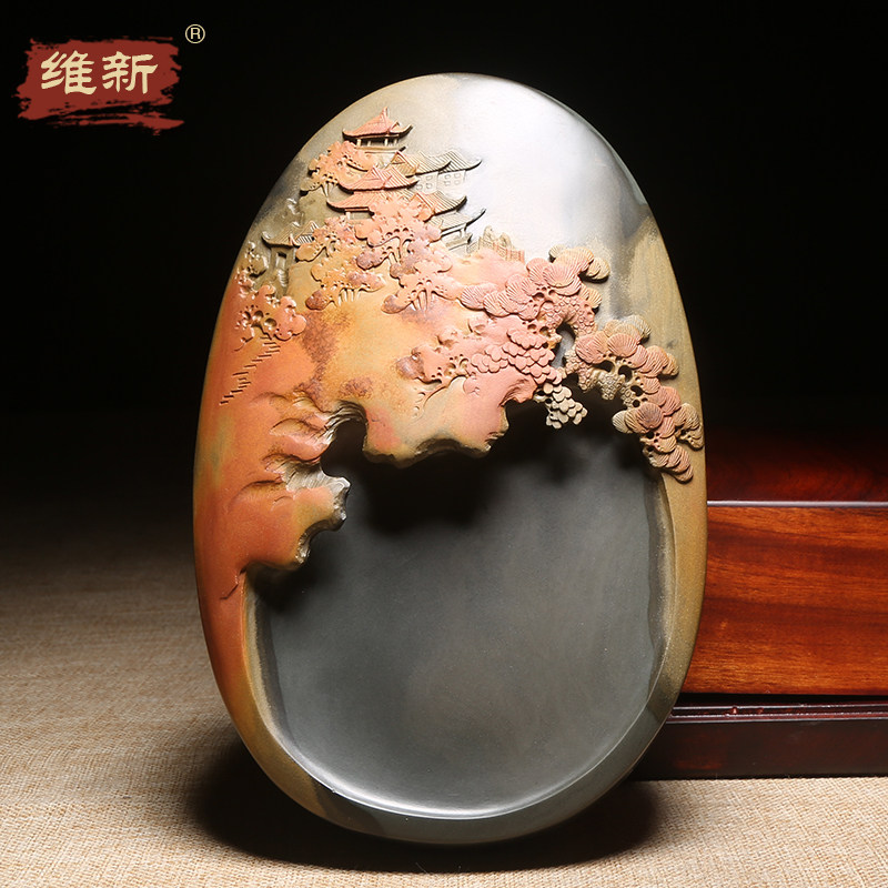 名师作品老坑砚台天然原石歙砚