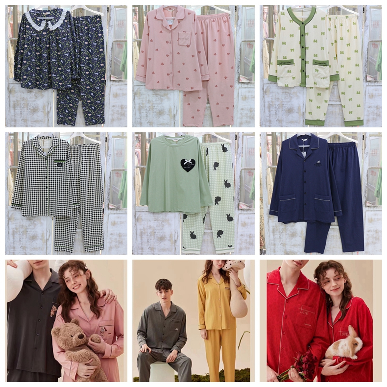 美梦新款棉氨情侣家居服套装长袖