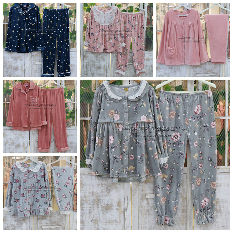 诺茵儿弹力海岛绒印花睡衣套装