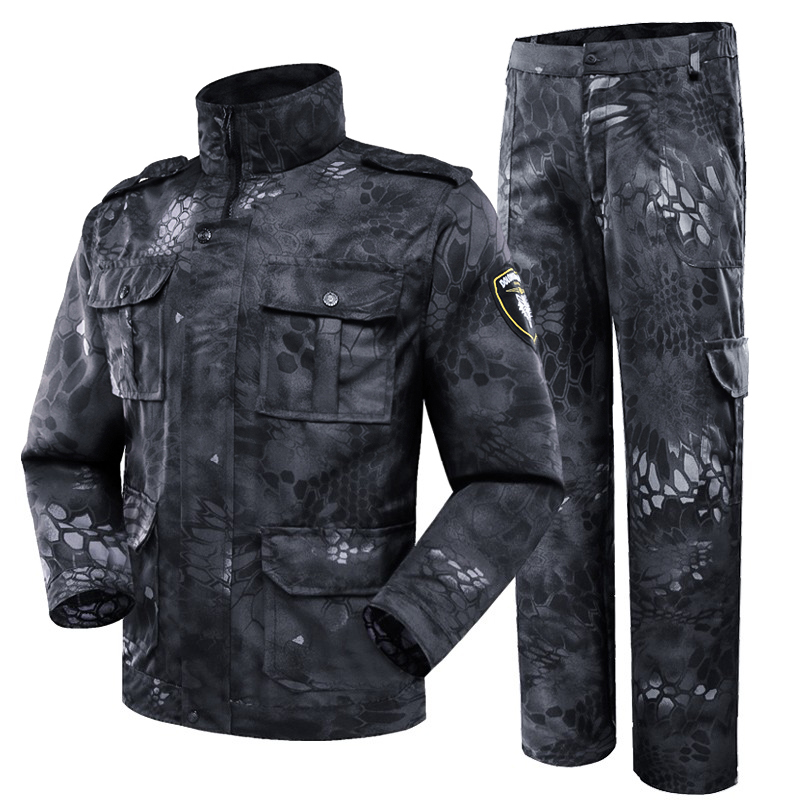 黑色套装男耐磨大码工作服迷彩服