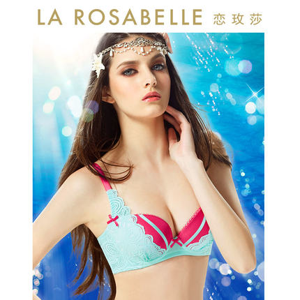 La Rosabelle恋玫莎大花朵蕾丝上薄下厚聚拢3/4模杯文胸RB3225-tmall.com天猫