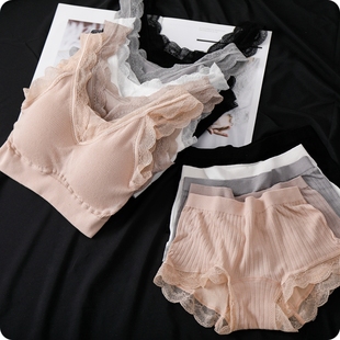 别 套装 都会成为将就 针织背心文胸内衣内裤 女 无缝一体式 穿过