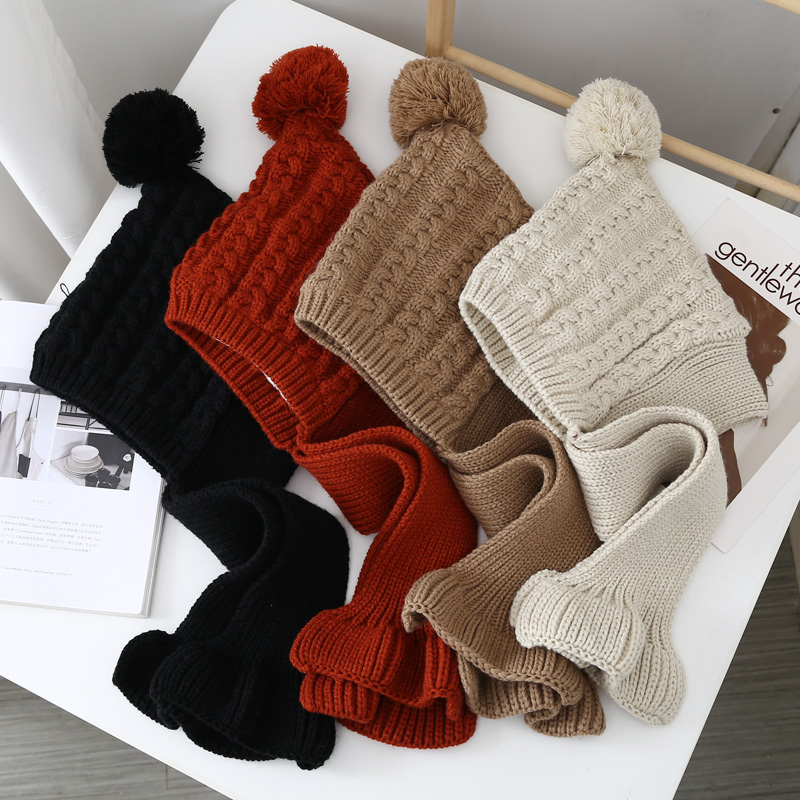 毛线帽子围巾一体时尚包头帽时尚