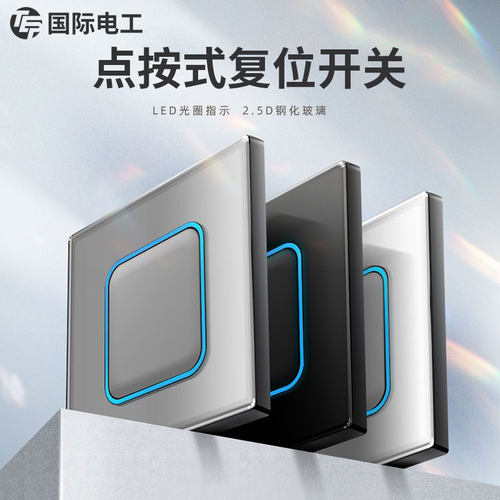 国际电工点按式开关86型带led灯
