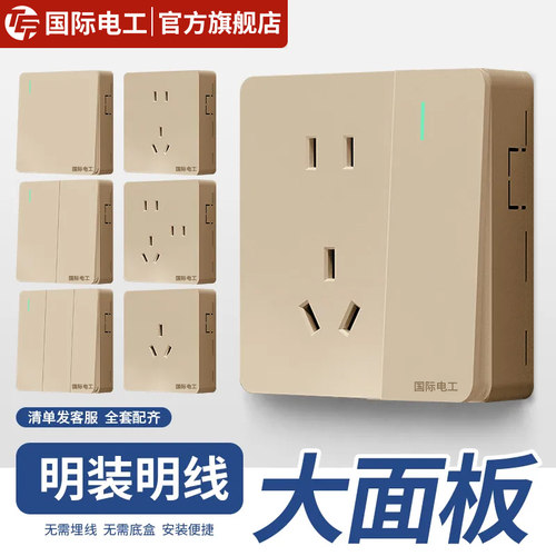 10A家用二十五多孔明装金色开关