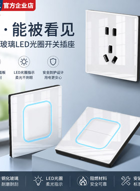 家用白色开关面板带LED指示灯