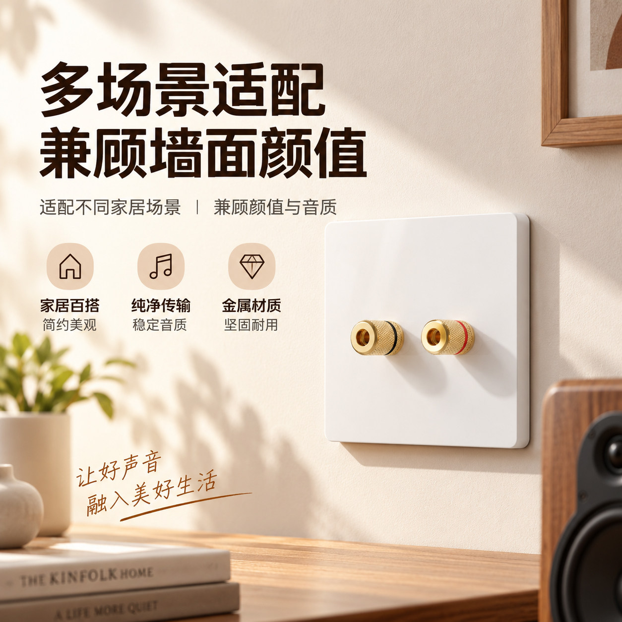 暗装阻燃音响超薄插座面板家用功放音箱香蕉插头接线端子墙壁音频