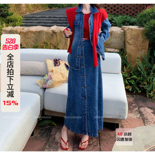 复古牛仔套装女时尚气质两件套