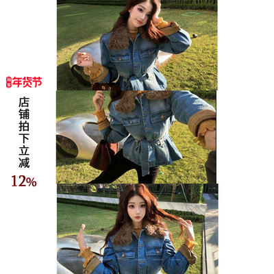 长款牛仔羽绒服女时尚洋气时髦