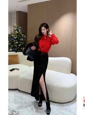 利达 NEW DADADA【丝绒星点】气质休闲设计感显瘦半身裙CEZ4134