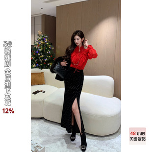 利达 NEW DADADA【丝绒星点】气质休闲设计感显瘦半身裙CEZ4134