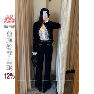NEW 女设计感高腰显瘦休闲裤 DADADA 黑色牛仔裤 萌动心扉 利达