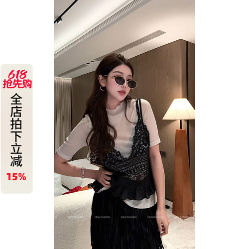 吊带设计感小众外穿收腰蕾丝背心