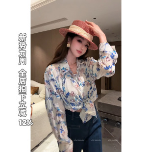 女长袖 利达NEW 复古做旧印花衬衫 春日碎花 宽松显瘦上衣 DADADA