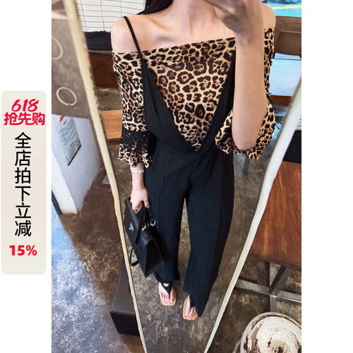 黑色背带裤女高腰显瘦垂感长裤