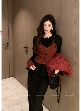 利达 NEW DADADA【复古波点】时尚百搭气质假两件针织衫CUZ4348