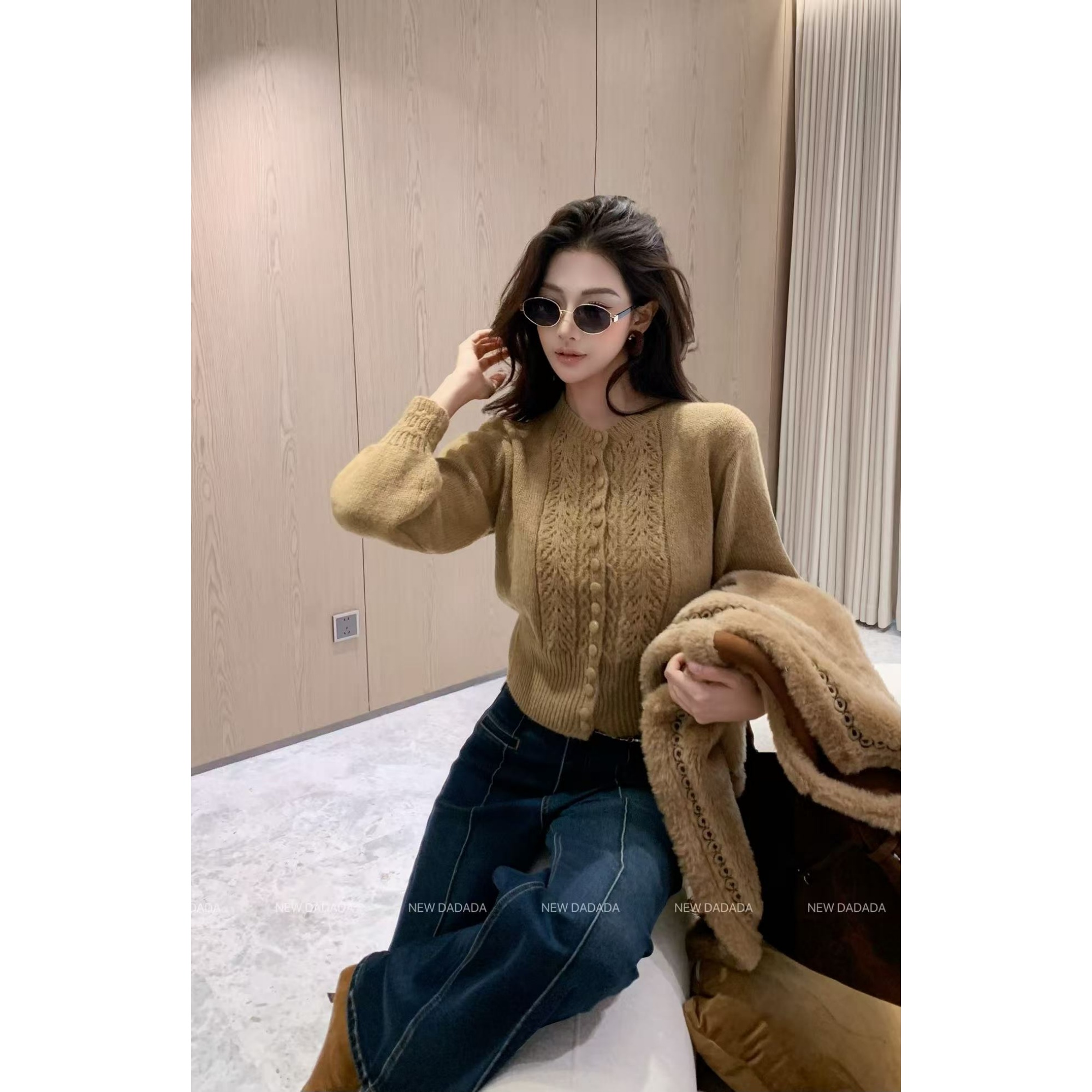 利达 NEW DADADA【甜雅谐星】时尚休闲修身毛织上衣CPM2537