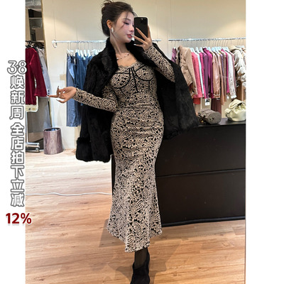 利达NEWDADADA年会礼服蕾丝连衣裙2025春长裙收腰鱼尾裙子TDK4013