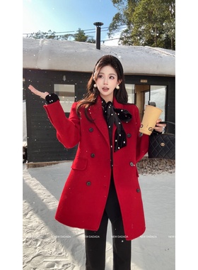 NEW DADADA【风姿绰约】时尚休闲修身气质毛呢外套CHM3071