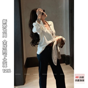 NEW 女长袖 DADADA 白色衬衫 设计感小众宽松显瘦上衣 海棠 利达