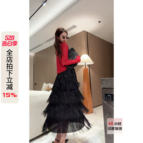 a字版半身裙女轻奢设计感长裙