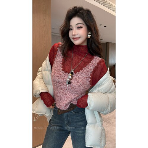 利达 NEW DADADA【和风细雨】复古老钱风拼色针织马夹女马甲上衣