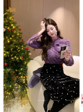 利达 NEW DADADA【紫色玫瑰】时尚休闲修身蕾丝衬衫DUM4411