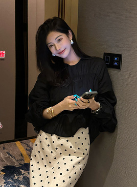 利达NEW DADADA【微光逐浪】老钱风休闲宽松套头长袖衬衫女上衣