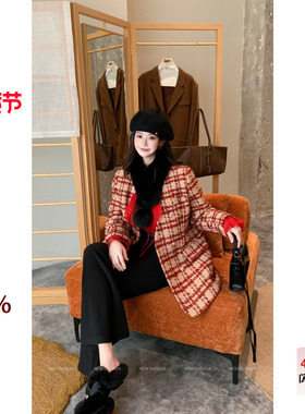 利达 NEW DADADA【焦糖红格】时尚休闲修身气质羽绒服外套QHM4091