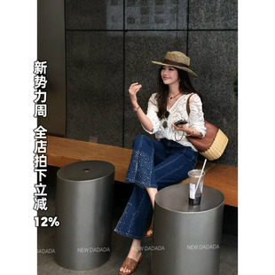 微喇闪钻裤 DADADA 闪钻牛仔裤 女版 蓝 利达 型超好看喇叭裤 NEW