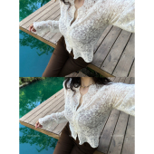 利达 复古白色蕾丝T恤女拼接设计感上衣 蕾丝诱惑 NEW DADADA