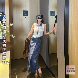 包臀裙SM2170 半身裙夏长款 利达NEWDADAD复古牛仔亚麻一片式 围裹式