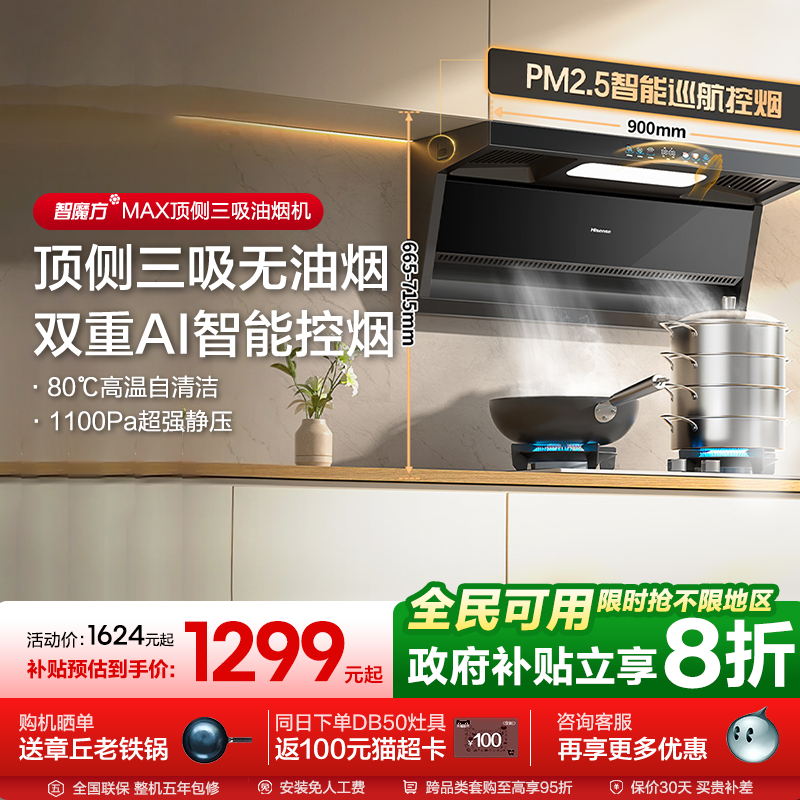 海信顶侧双大吸力抽油烟机家用厨房燃气灶一级能效套餐装DS11HMax