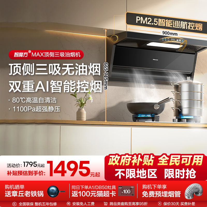 海信油烟机燃气灶套装套餐厨房家用顶侧三吸大吸力补贴DS11H M